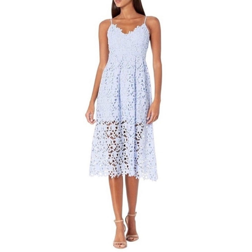 ASTR The Label Blue Crochet Lace Midi Sundress
